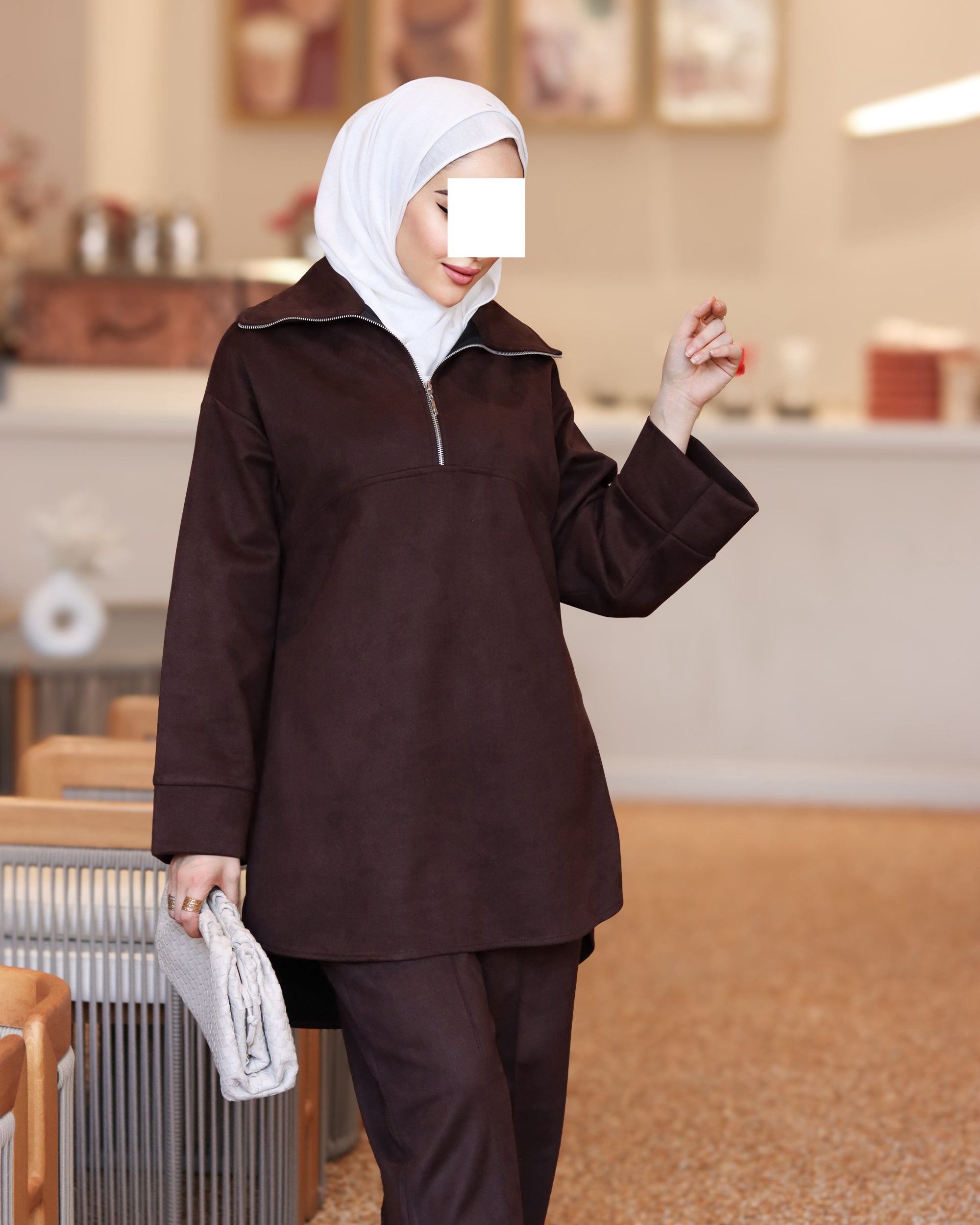 Soft Chamois Zip Set – Brown