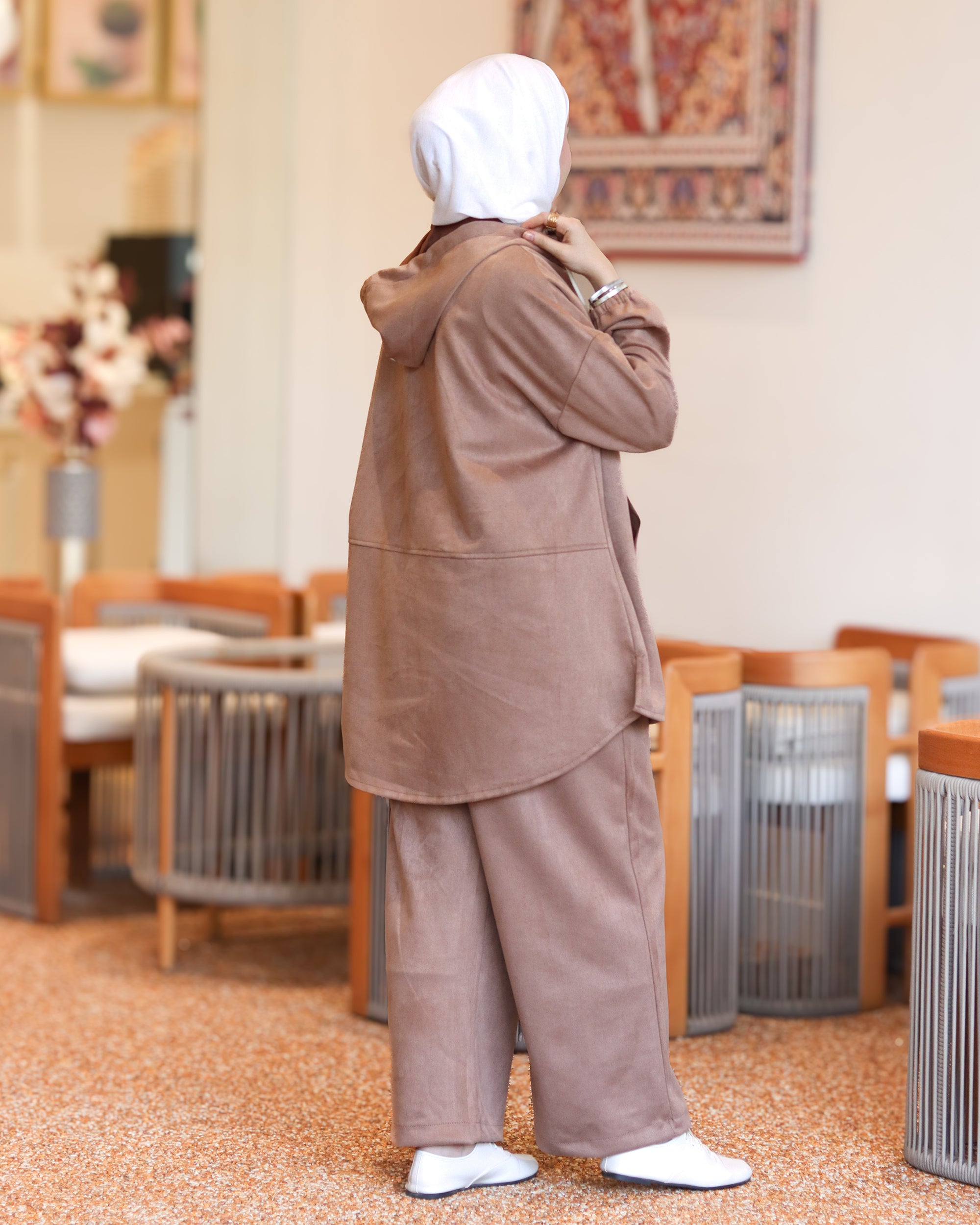 Hooded Chamois Zip Set – Mocha