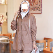 Hooded Chamois Zip Set – Mocha