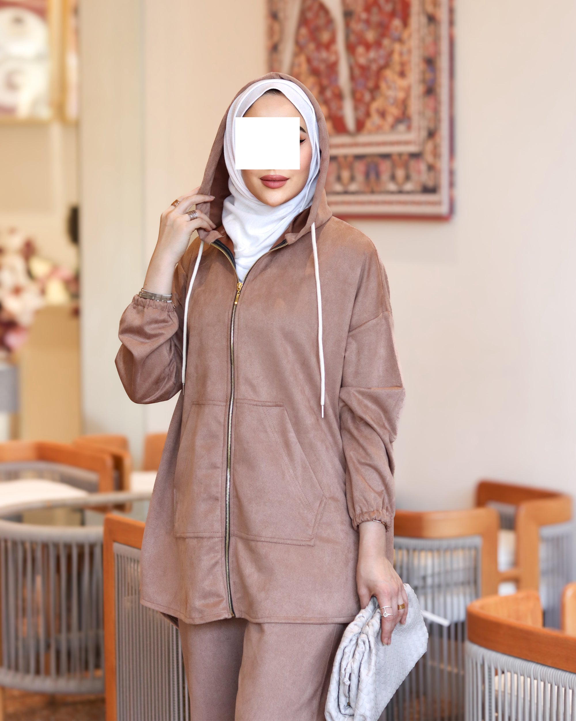 Hooded Chamois Zip Set – Mocha