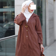 Chamois Buttoned Jacket Set – Rust Brown