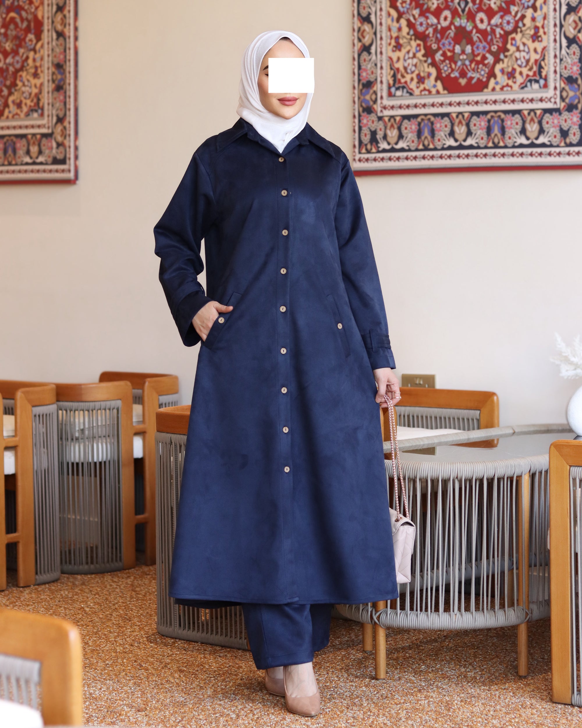 Buttoned Chamois Maxi Nafnouf – Navy