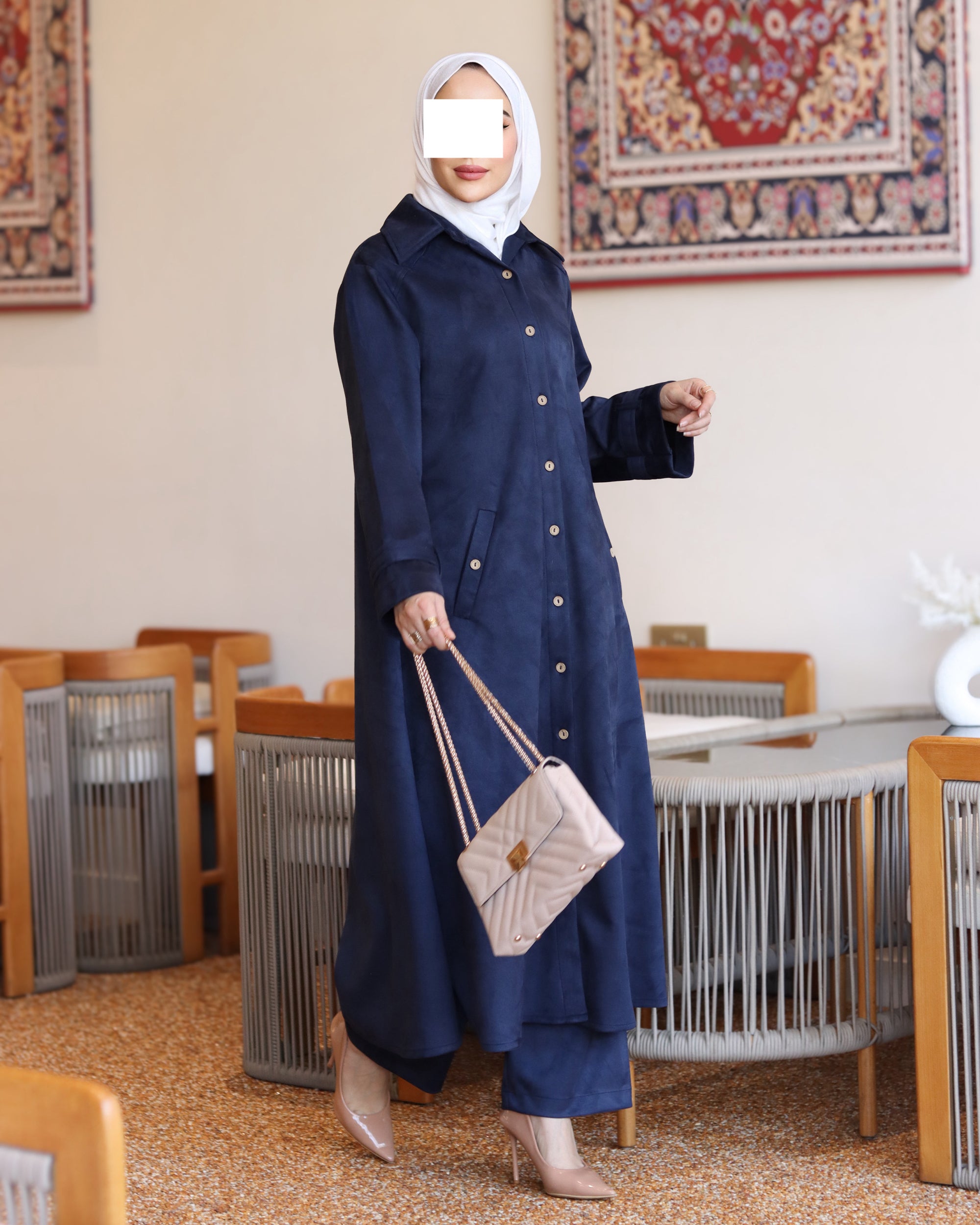 Buttoned Chamois Maxi Nafnouf – Navy