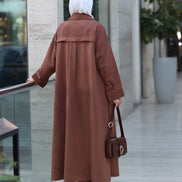 Lace-Up Chamois Coat Set – Mocha Brown