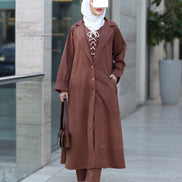 Lace-Up Chamois Coat Set – Mocha Brown