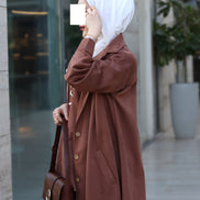 Lace-Up Chamois Coat Set – Mocha Brown