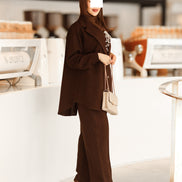 Lace-Up Chamois Jacket Set – Dark Brown