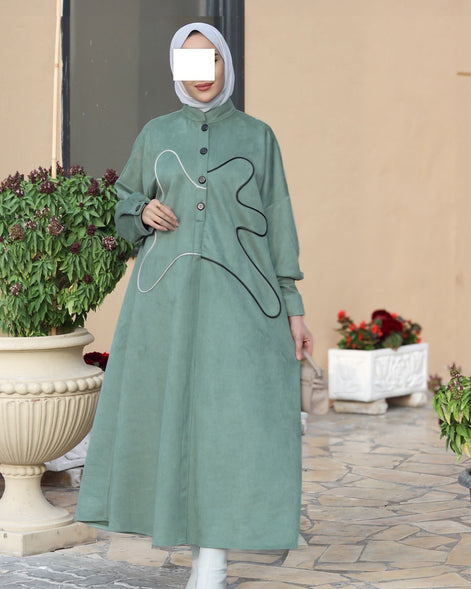 Abstract Line Chamois Nafnouf – Sage Green