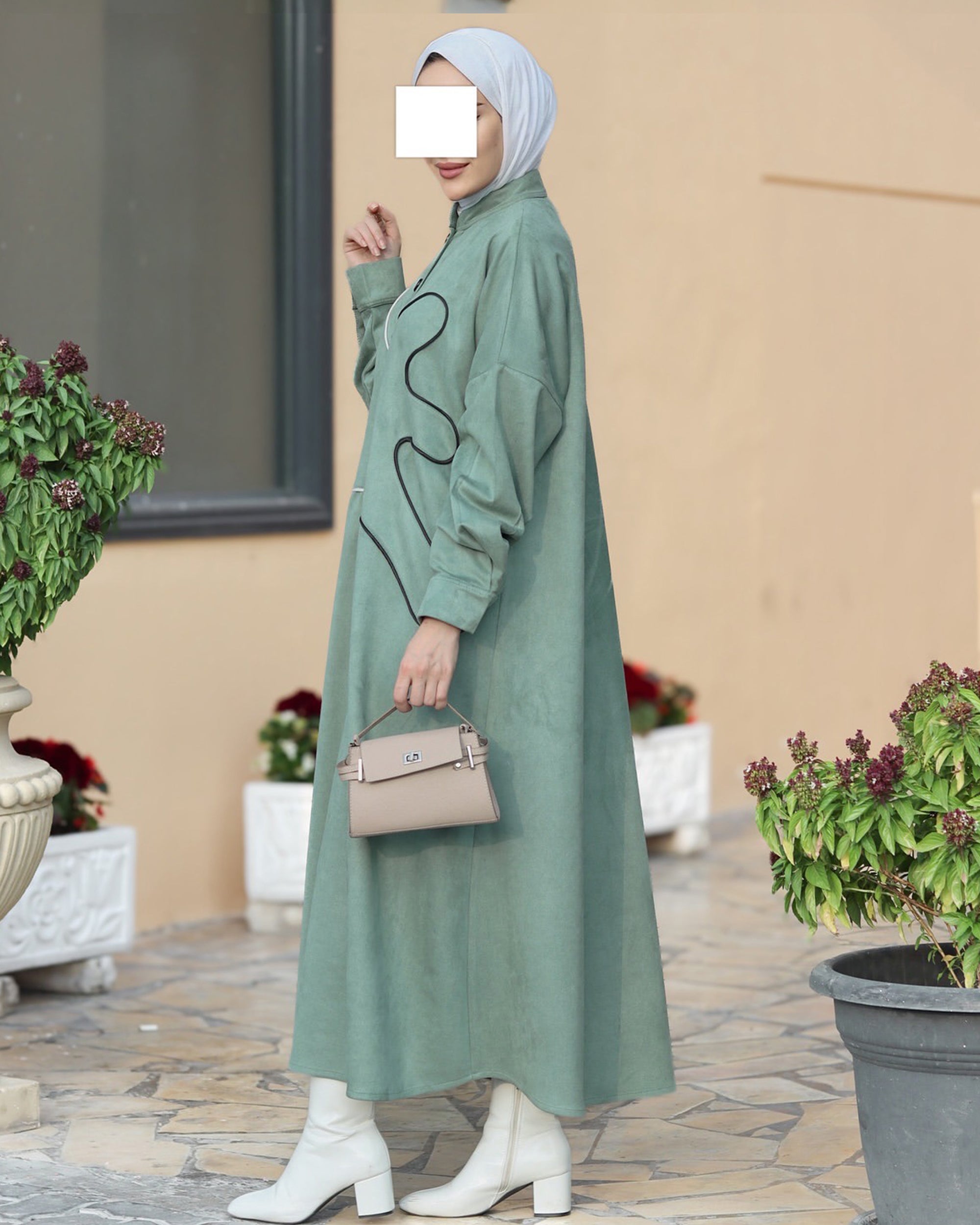 Abstract Line Chamois Nafnouf – Sage Green