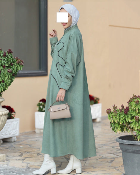 Abstract Line Chamois Nafnouf – Sage Green