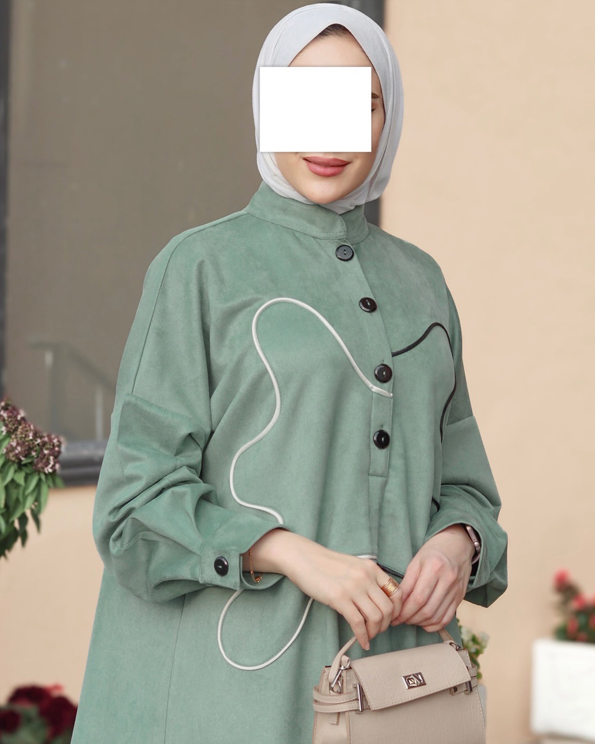 Abstract Line Chamois Nafnouf – Sage Green