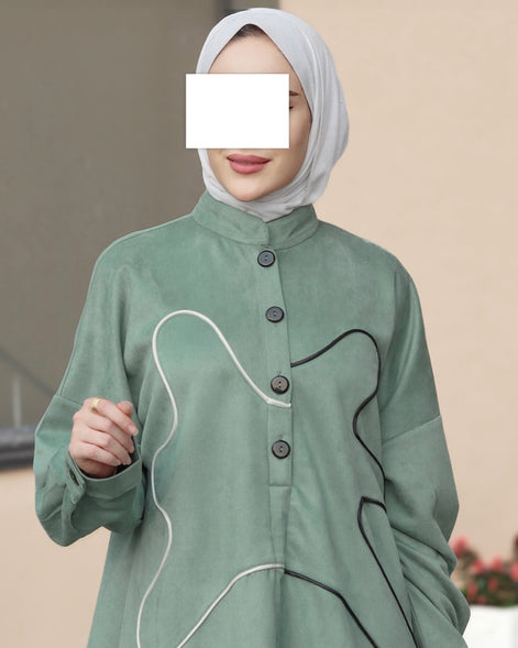 Abstract Line Chamois Nafnouf – Sage Green