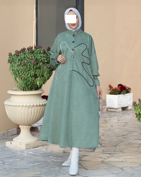 Abstract Line Chamois Nafnouf – Sage Green