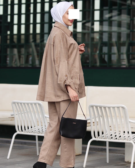 Textured Leaf Chamois Set – Taupe