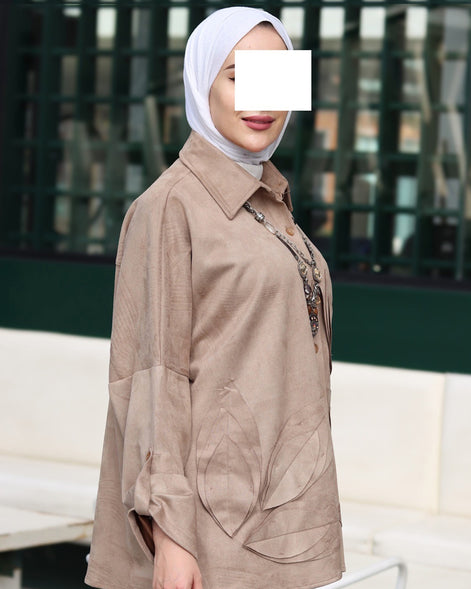 Textured Leaf Chamois Set – Taupe