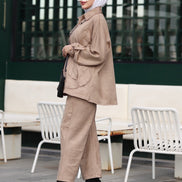 Textured Leaf Chamois Set – Taupe