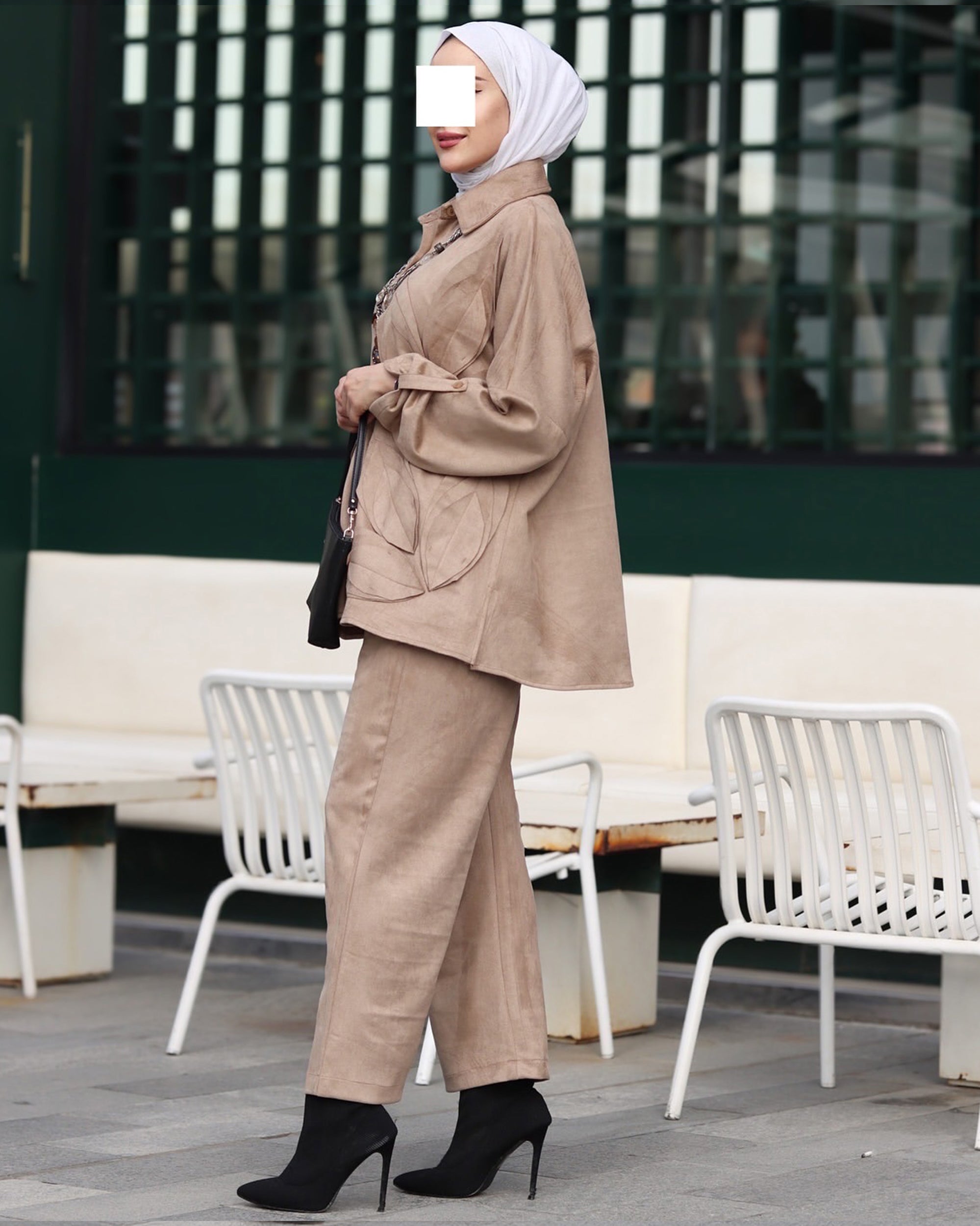 Textured Leaf Chamois Set – Taupe