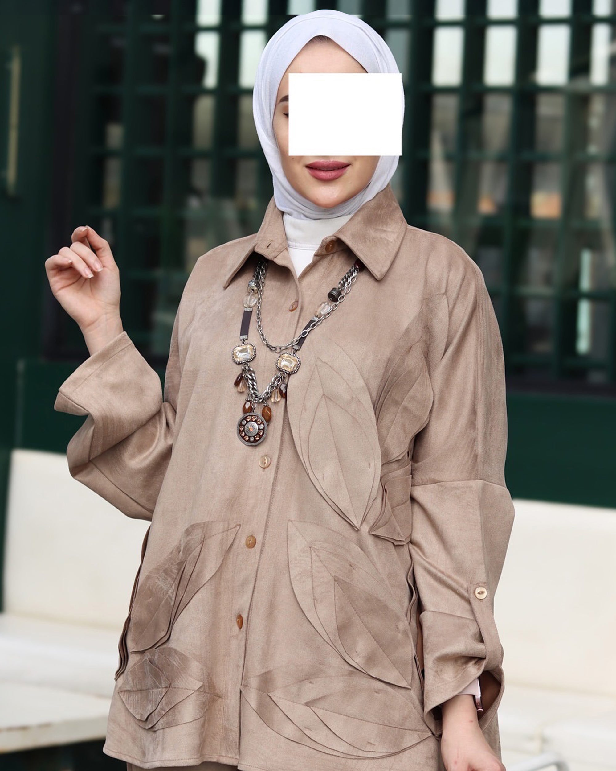 Textured Leaf Chamois Set – Taupe