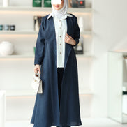 Structured Chamois Coat Set – Navy