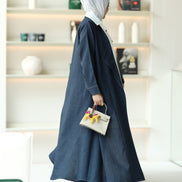 Structured Chamois Coat Set – Navy