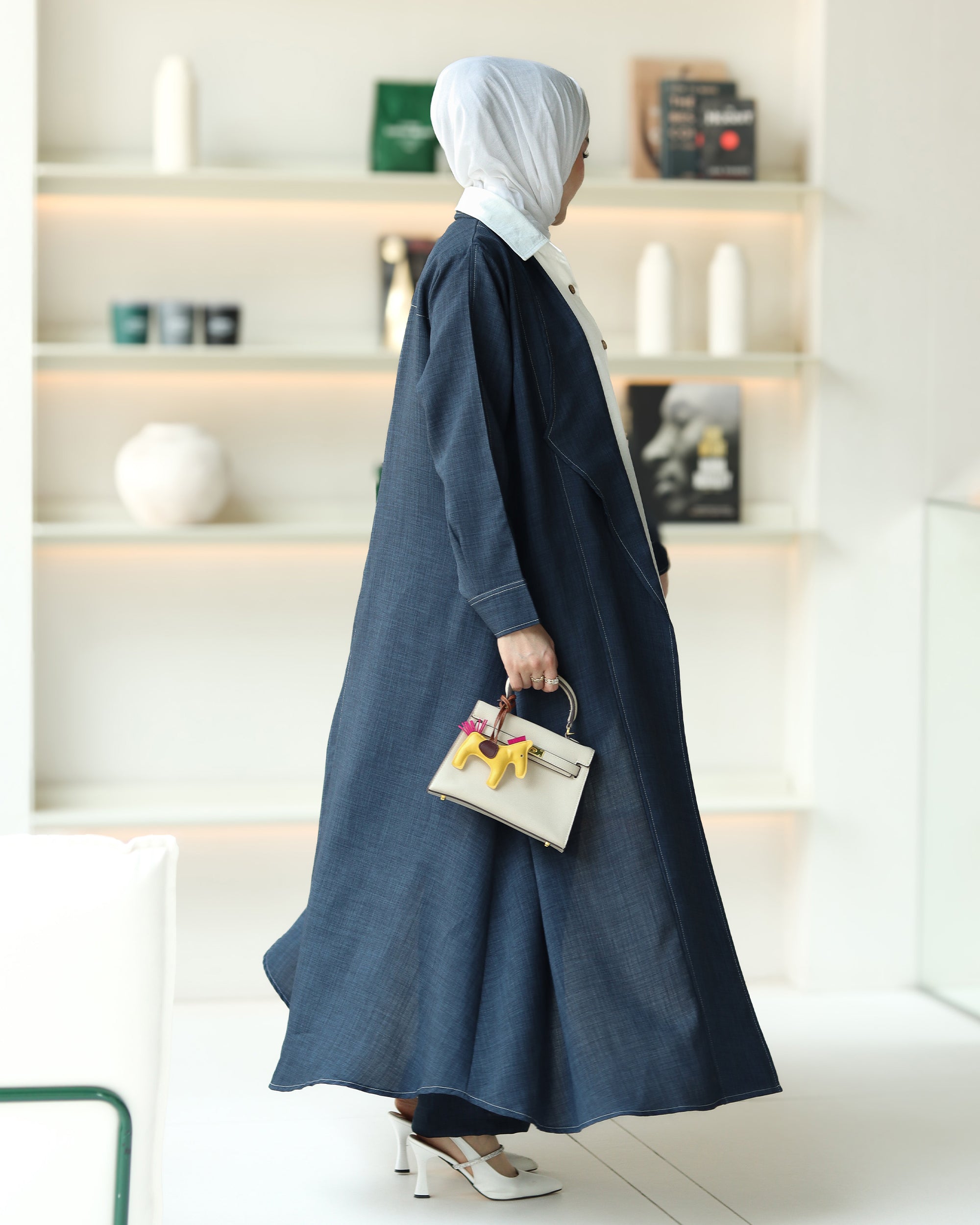 Structured Chamois Coat Set – Navy