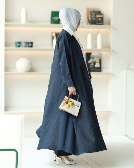 Structured Chamois Coat Set – Navy