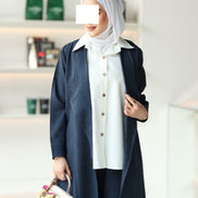 Structured Chamois Coat Set – Navy