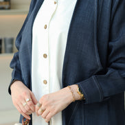 Structured Chamois Coat Set – Navy