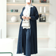 Structured Chamois Coat Set – Navy