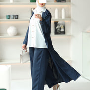 Structured Chamois Coat Set – Navy