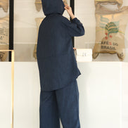 Hooded Linen Relax Set – Navy