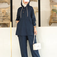 Hooded Linen Relax Set – Navy