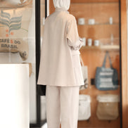 Front-Zip Linen Set – Soft Beige