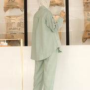 Buttoned Linen Set – Mint