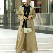 Striped Linen Coat Set – Sand Beige