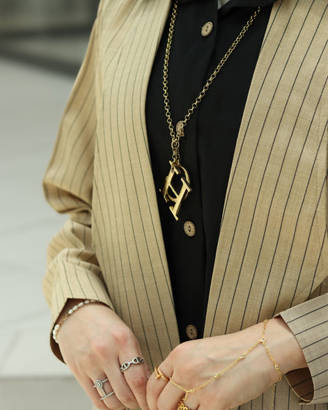 Striped Linen Coat Set – Sand Beige