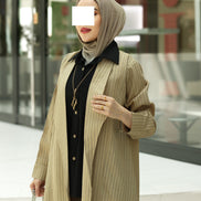 Striped Linen Coat Set – Sand Beige