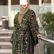 Embroidered Velvet Daraa Set – Emerald Mix