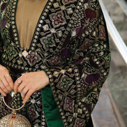 Embroidered Velvet Daraa Set – Emerald Mix