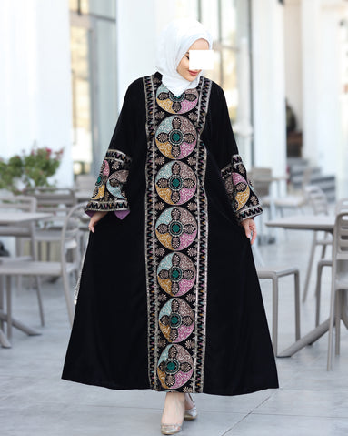 Velvet Embroidered Daraa – Classic Black