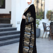 Embroidered Velvet Daraa Set – Black & Gold