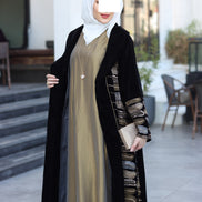 Embroidered Velvet Daraa Set – Black & Gold