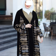 Embroidered Velvet Daraa Set – Black & Gold