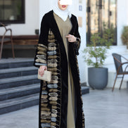 Embroidered Velvet Daraa Set – Black & Gold