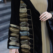 Embroidered Velvet Daraa Set – Black & Gold