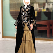 Ornate Embroidered Velvet Daraa – Black & Gold