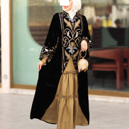 Ornate Embroidered Velvet Daraa – Black & Gold