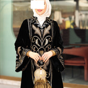 Ornate Embroidered Velvet Daraa – Black & Gold