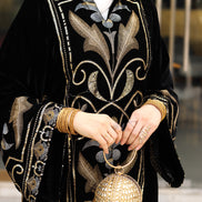Ornate Embroidered Velvet Daraa – Black & Gold