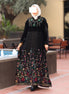 Floral Embroidered Velvet Daraa – Black Multicolor